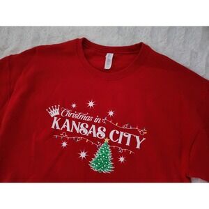 Red Christmas Pullover Sweater "Christmas In Kansas‎ City" Womens Large